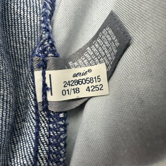 Aerie Women's Mid Rise Elastic Waist Denim Jeans Shorts, Size Large, Medium Wash - Picture 12 of 12